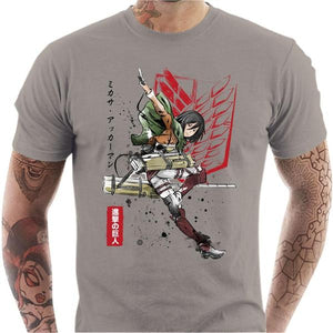 T-shirt geek homme - Soldat Mikasa - Couleur Gris Clair - Taille S