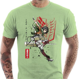 T-shirt geek homme - Soldat Mikasa - Couleur Tilleul - Taille S