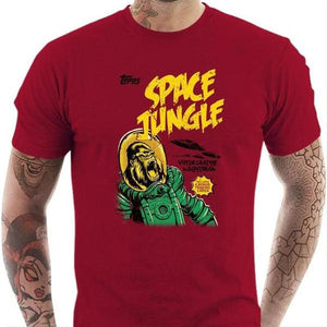 T-shirt geek homme - Space Jungle - Couleur Rouge Tango - Taille S