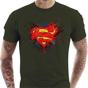 T-shirt geek homme - Superman - Couleur Army - Taille S