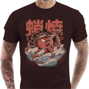 T-shirt geek homme - Takoyaki attack - Couleur Chocolat - Taille S