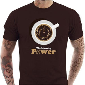 T-shirt geek homme - The Morning Power - Couleur Chocolat - Taille S
