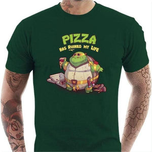 T-shirt geek homme - Turtle Pizza - Couleur Vert Bouteille - Taille S