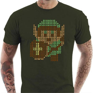 T-shirt geek homme - Un Link en cache un autre - Couleur Army - Taille S