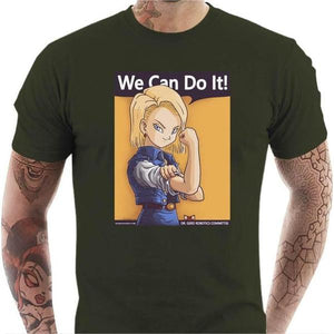 T-shirt geek homme - We can do it - Couleur Army - Taille S