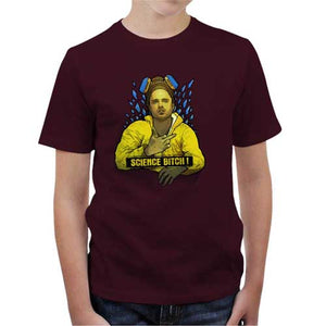 tshirt-enfant-science-bitch-coton-bio-cerise