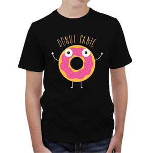tshirt-enfant-donut-panic-la-nourriture-geek-coton-bio-noir