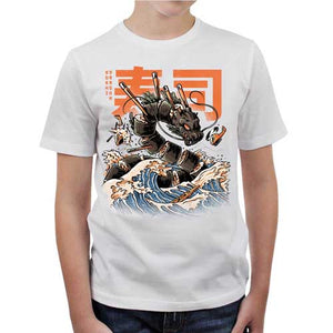 tshirt-enfant-sushi-dragon-pour-gourmets-fan-d-art-et-de-japon-coton-bio-blanc
