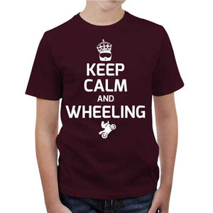 tshirt-enfant-keep-calm-and-wheeling-coton-bio-cerise