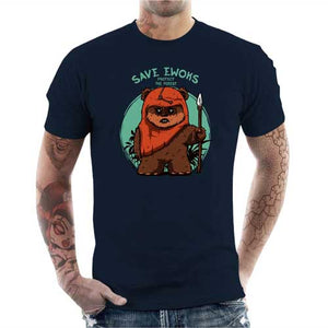tshirt-homme-save-ewoks-coton-bio-bleu-nuit