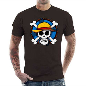 tshirt-homme-one-piece-skull-coton-bio-chocolat