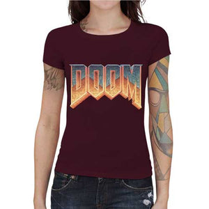tshirt-femme-doom-old-school-coton-bio-cerise