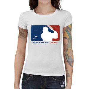 tshirt-femme-negan-major-league-coton-bio-blanc