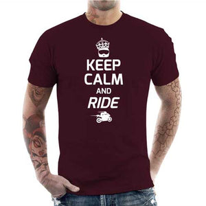 tshirt-homme-keep-calm-and-ride-coton-bio-cerise