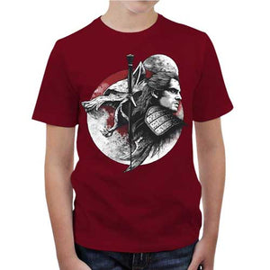 tshirt-enfant-the-witcher-graphique-et-epique-coton-bio-rouge