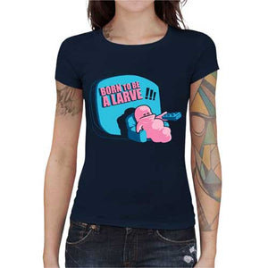 tshirt-femme-born-to-be-a-larve-coton-bio-bleu-nuit