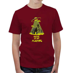 tshirt-enfant-never-stop-playing-coton-bio-rouge