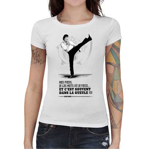 T-shirt Geekette - Chuck Norris Pieds