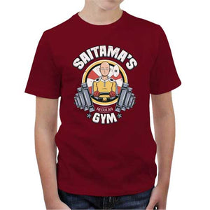 tshirt-enfant-saitamas-gym-deviens-plus-fort-avec-le-maitre-coton-bio-rouge