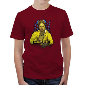 tshirt-enfant-science-bitch-coton-bio-rouge