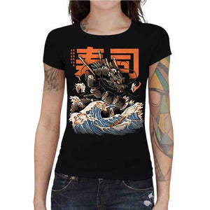 tshirt-femme-sushi-dragon-pour-gourmets-fan-d-art-et-de-japon-coton-bio-noir