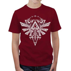 tshirt-enfant-ancient-force-triforce-sceau-royal-zelda-coton-bio-rouge