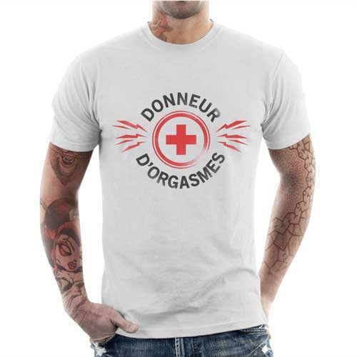 T-shirt humour homme - Orgasme pharmacie