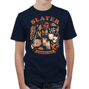 T-shirt Enfant Geek - Slayer Starter Pack, Coloris Bleu Nuit, Collections SOLDES, T-SHIRT GEEK ENFANT, Top des ventes - Checkpoint, Vendor - Eduely Studio, Checkpoint