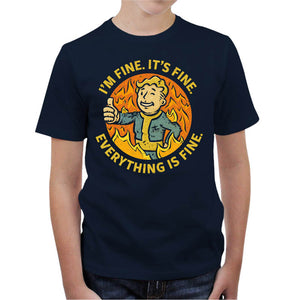 T-shirt Enfant Geek - Vault Boy is fine, Coloris Bleu Nuit, Collections SOLDES, T-SHIRT GEEK ENFANT, Top des ventes - Checkpoint, Vendor - KG07, Checkpoint