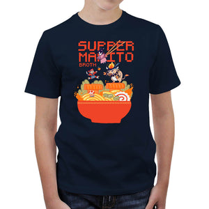 T-shirt Enfant Geek - Mario Broth, Coloris Bleu Nuit, Collections SOLDES, T-SHIRT GEEK ENFANT, Vendor - Ppmind, Checkpoint