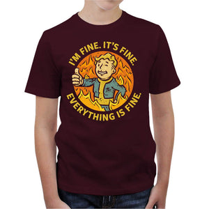T-shirt Enfant Geek - Vault Boy is fine, Coloris Cerise, Collections SOLDES, T-SHIRT GEEK ENFANT, Top des ventes - Checkpoint, Vendor - KG07, Checkpoint
