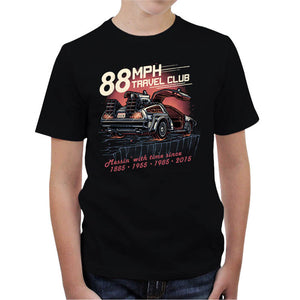 T-shirt Enfant Geek - 88 Mph Travel Club, Coloris Noir, Collections SOLDES, T-SHIRT GEEK ENFANT, Top des ventes - Checkpoint, Vendor - Glitchygorilla, Checkpoint