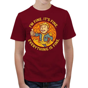 T-shirt Enfant Geek - Vault Boy is fine, Coloris Rouge, Collections SOLDES, T-SHIRT GEEK ENFANT, Top des ventes - Checkpoint, Vendor - KG07, Checkpoint