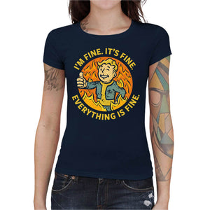T-shirt Geekette - Vault Boy is fine, Coloris Bleu Nuit, Collections SOLDES, T SHIRT GEEKETTE, Top des ventes - Checkpoint, Vendor - KG07, Checkpoint