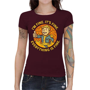 T-shirt Geekette - Vault Boy is fine, Coloris Cerise, Collections SOLDES, T SHIRT GEEKETTE, Top des ventes - Checkpoint, Vendor - KG07, Checkpoint