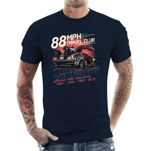 T-shirt Geek Homme - 88 Mph Travel Club, Coloris Bleu Nuit, Collections SOLDES, T-SHIRT GEEK HOMME, Top des ventes - Checkpoint, Vendor - Glitchygorilla, Checkpoint