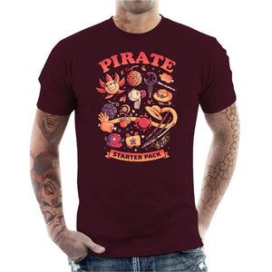 T-shirt Geek Homme - Pirate Starter Pack, Coloris Cerise, Collections SOLDES, T-SHIRT GEEK HOMME, Top des ventes - Checkpoint, Vendor - Eduely Studio, Checkpoint
