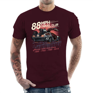 T-shirt Geek Homme - 88 Mph Travel Club, Coloris Cerise, Collections SOLDES, T-SHIRT GEEK HOMME, Top des ventes - Checkpoint, Vendor - Glitchygorilla, Checkpoint