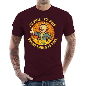 T-shirt Geek Homme - Vault Boy is fine, Coloris Cerise, Collections SOLDES, T-SHIRT GEEK HOMME, Top des ventes - Checkpoint, Vendor - KG07, Checkpoint
