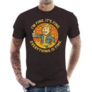 T-shirt Geek Homme - Vault Boy is fine, Coloris Chocolat, Collections SOLDES, T-SHIRT GEEK HOMME, Top des ventes - Checkpoint, Vendor - KG07, Checkpoint