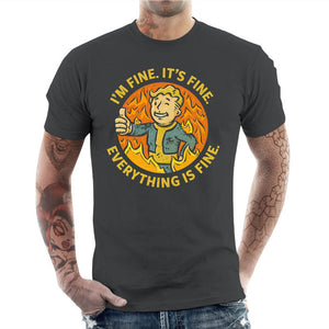 T-shirt Geek Homme - Vault Boy is fine, Coloris Gris Foncé, Collections SOLDES, T-SHIRT GEEK HOMME, Top des ventes - Checkpoint, Vendor - KG07, Checkpoint