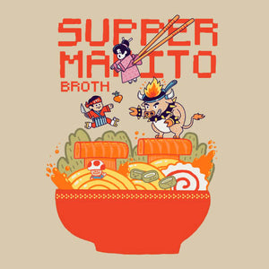Tshirt Mario Broth, Coloris Beige, Collections Nouveautés Checkpoint !, SOLDES, T shirt Original et plein d'Humour, T-SHIRT JEUX VIDÉOS, T-SHIRT MARIO, T-SHIRT NINTENDO, T-shirt pour Geek pas chers, Vendor - Ppmind, Checkpoint