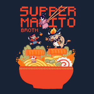 Tshirt Mario Broth, Coloris Bleu Nuit, Collections Nouveautés Checkpoint !, SOLDES, T shirt Original et plein d'Humour, T-SHIRT JEUX VIDÉOS, T-SHIRT MARIO, T-SHIRT NINTENDO, T-shirt pour Geek pas chers, Vendor - Ppmind, Checkpoint