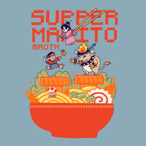 Tshirt Mario Broth, Coloris Ciel, Collections Nouveautés Checkpoint !, SOLDES, T shirt Original et plein d'Humour, T-SHIRT JEUX VIDÉOS, T-SHIRT MARIO, T-SHIRT NINTENDO, T-shirt pour Geek pas chers, Vendor - Ppmind, Checkpoint