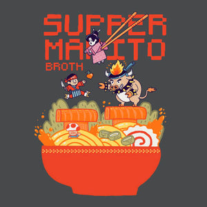 Tshirt Mario Broth, Coloris Gris Foncé, Collections Nouveautés Checkpoint !, SOLDES, T shirt Original et plein d'Humour, T-SHIRT JEUX VIDÉOS, T-SHIRT MARIO, T-SHIRT NINTENDO, T-shirt pour Geek pas chers, Vendor - Ppmind, Checkpoint