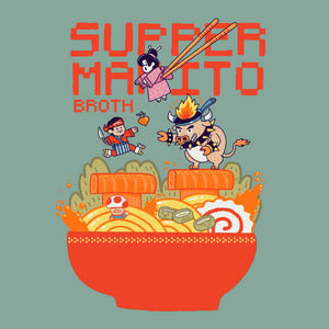 Tshirt Mario Broth, Coloris Jade, Collections Nouveautés Checkpoint !, SOLDES, T shirt Original et plein d'Humour, T-SHIRT JEUX VIDÉOS, T-SHIRT MARIO, T-SHIRT NINTENDO, T-shirt pour Geek pas chers, Vendor - Ppmind, Checkpoint