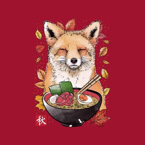 Fox Leaves and Ramen - Renard - Couleur Rouge Tango