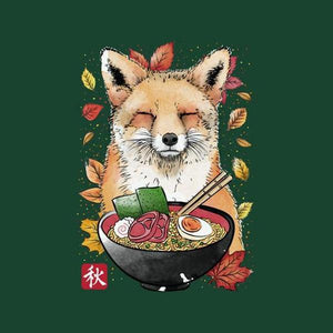 Fox Leaves and Ramen - Renard - Couleur Vert Bouteille