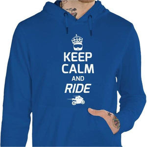 Sweat Moto - Keep Calm and Ride - Couleur Bleu Royal - Taille S