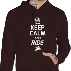 Sweat Moto - Keep Calm and Ride - Couleur Chocolat - Taille S